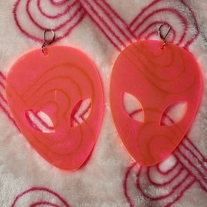Massive Hot Pink Alien Earrings